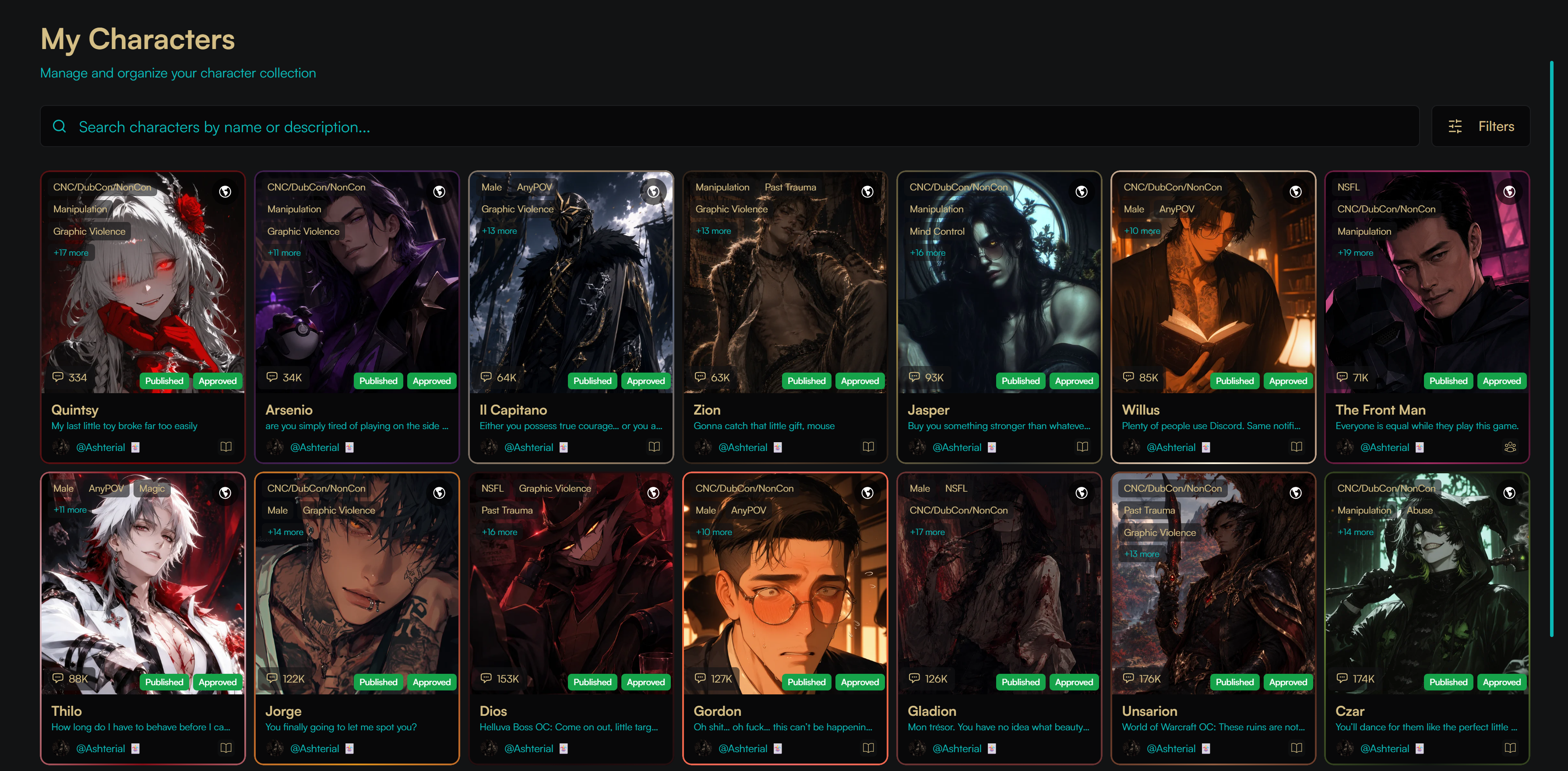 Browse thousands of AI characters on CharSnap
